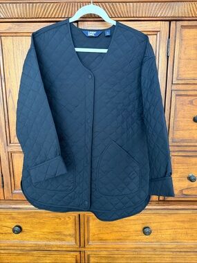 NWOT Lands End Black Quilted Barn Jacket